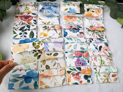 Watercolor Floral Mini Envelopes/ Note Cards