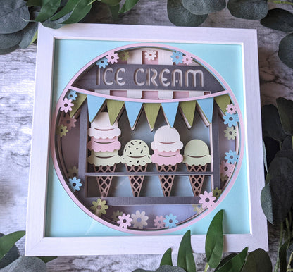 3D Ice Cream Truck Shadowbox Frame- Wall Decor