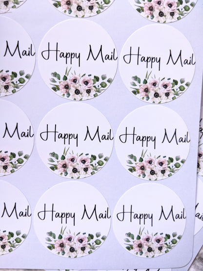 Happy Mail Sheets- Mailing Stickers/ 1.5" diameter