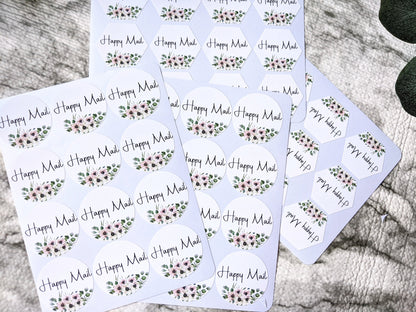 Happy Mail Sheets- Mailing Stickers/ 1.5" diameter