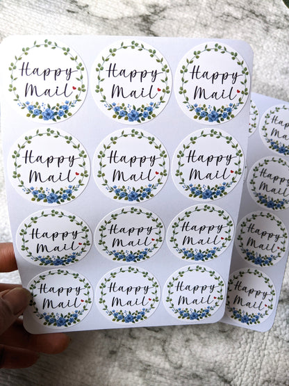 Happy Mail Sheets -Mailing Stickers/ 1.5" diameter