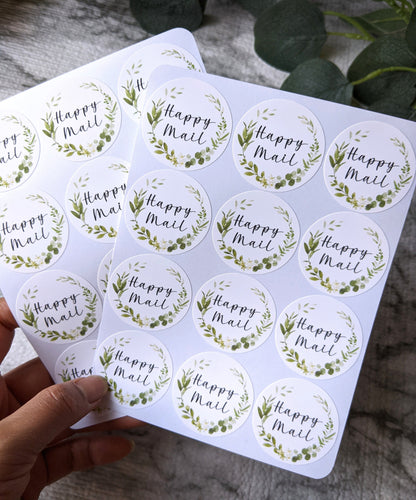 Eucalyptus Happy Mail Sticker 1.5" diameter