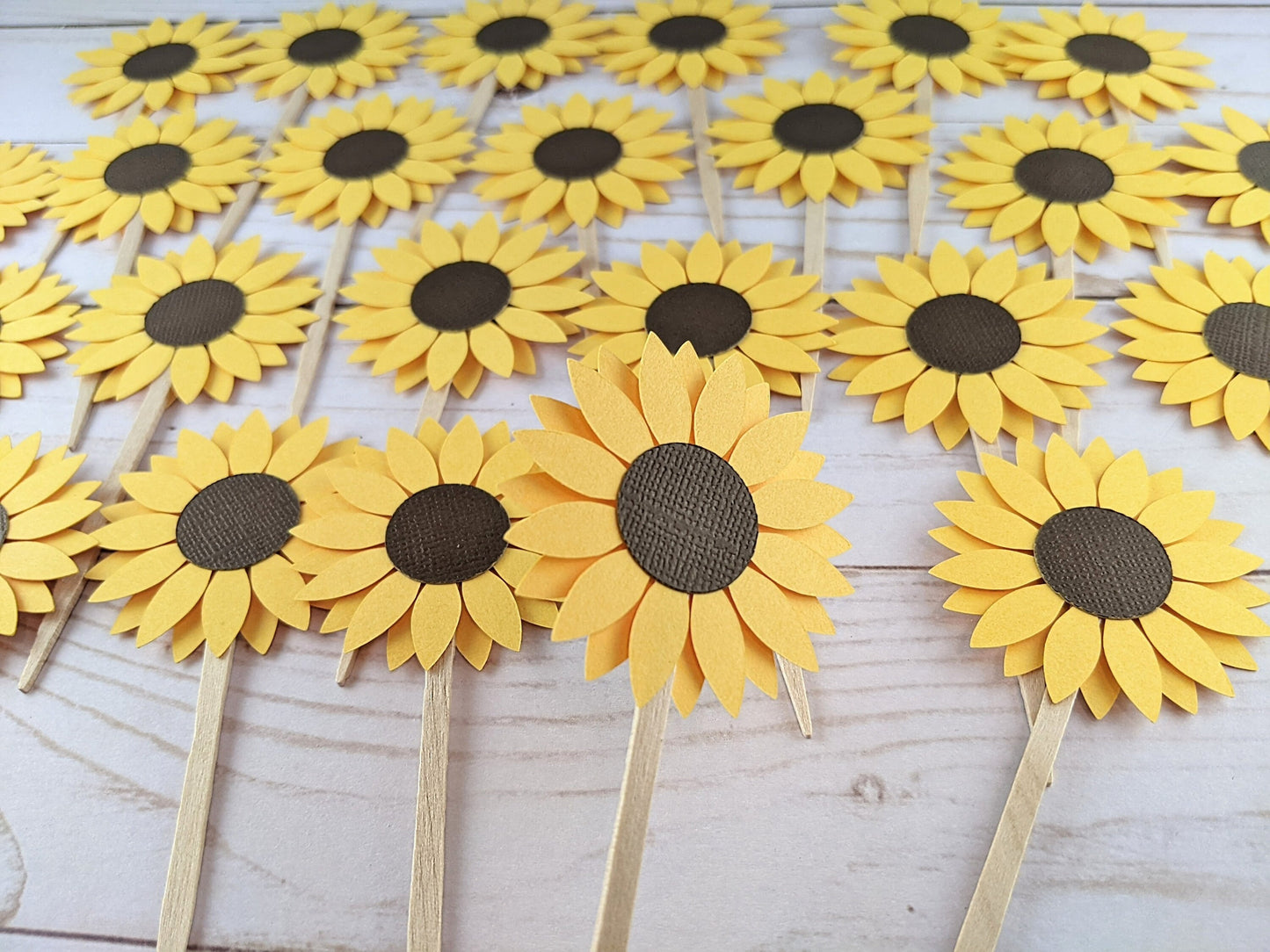 Set of 24 pcs Sunflower Cupcake Topper- 2" Sunflower