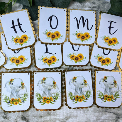 Sunflower Elephant Welcome Home Banner