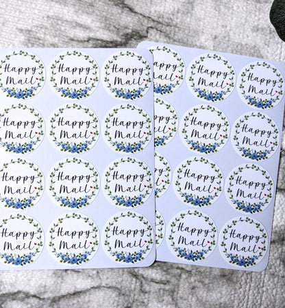 Happy Mail Sheets -Mailing Stickers/ 1.5" diameter