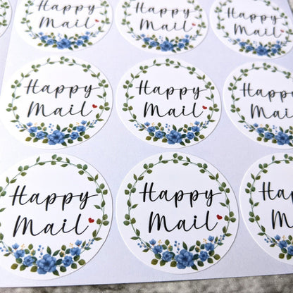 Happy Mail Sheets -Mailing Stickers/ 1.5" diameter