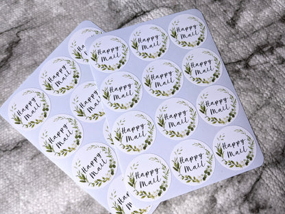 Eucalyptus Happy Mail Sticker 1.5" diameter