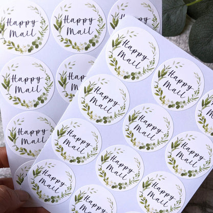 Eucalyptus Happy Mail Sticker 1.5" diameter