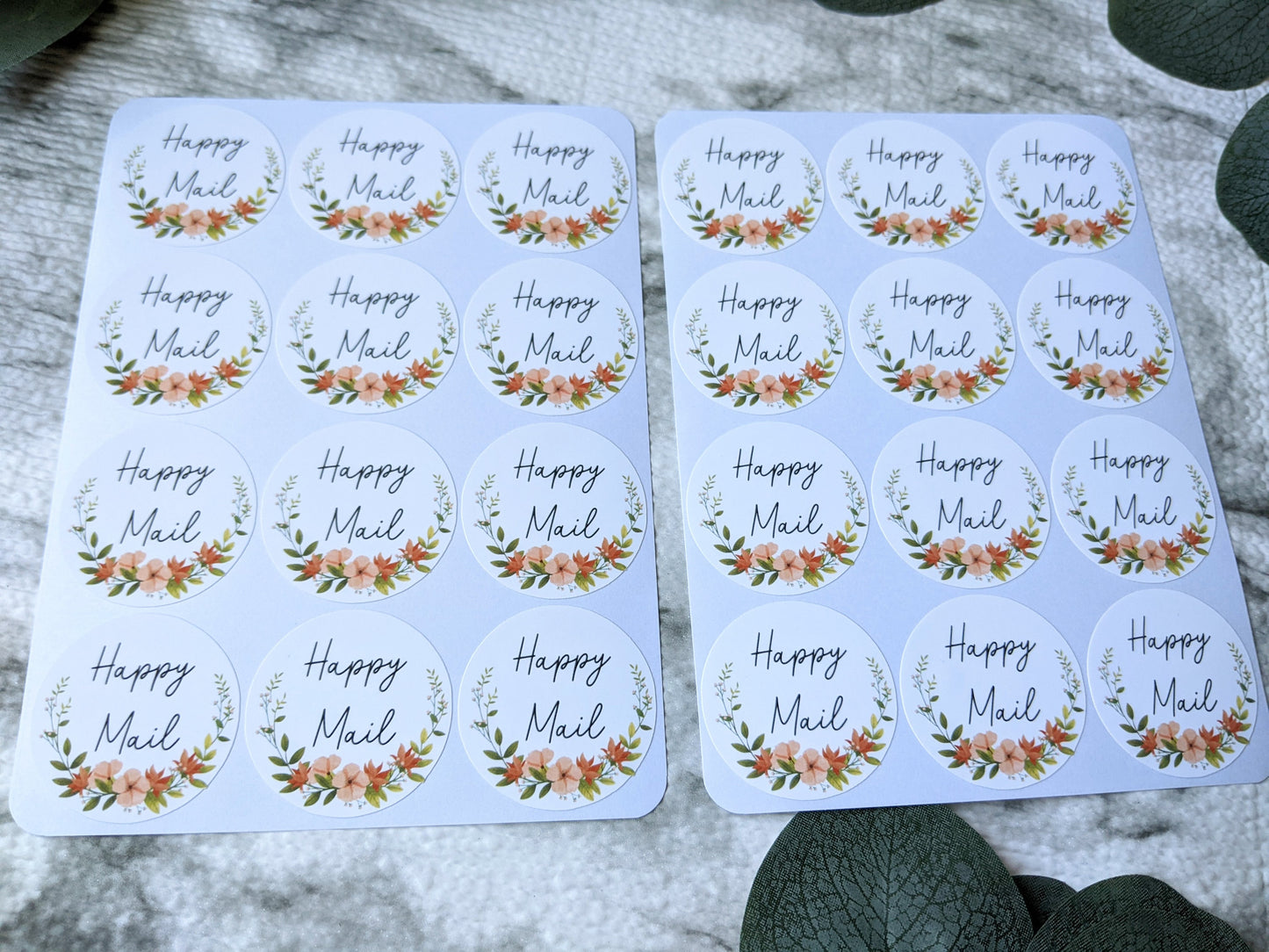 Happy Mail Sheets Mailing Stickers/ 1.5" diameter