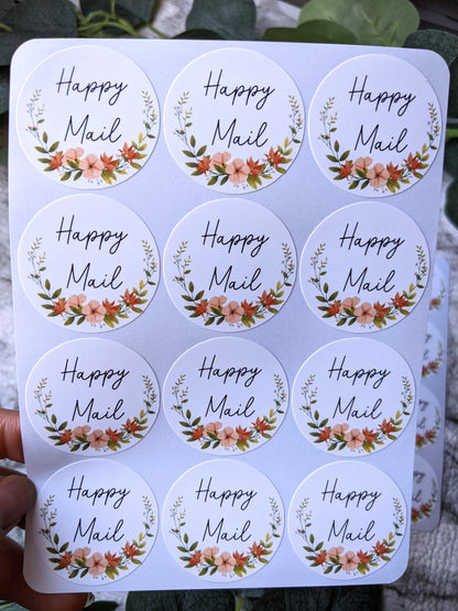 Happy Mail Sheets Mailing Stickers/ 1.5" diameter