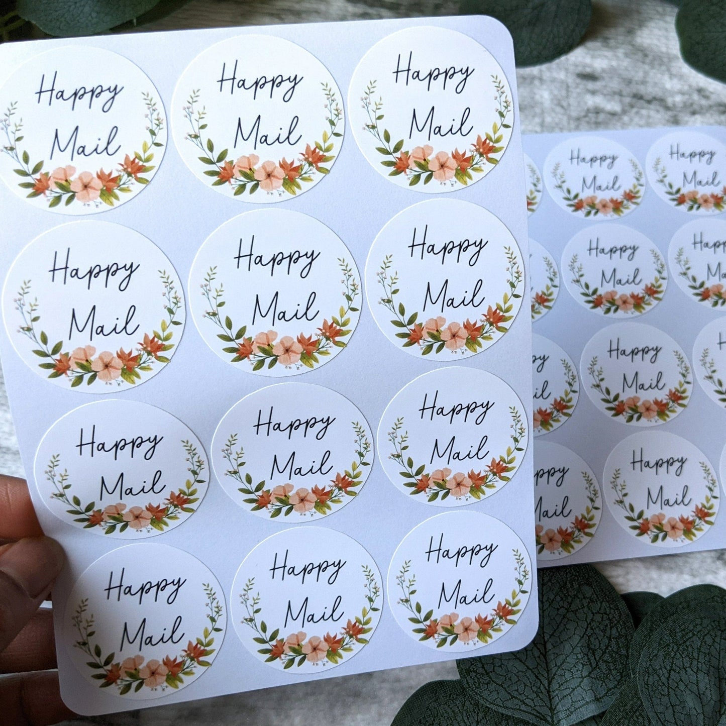 Happy Mail Sheets Mailing Stickers/ 1.5" diameter