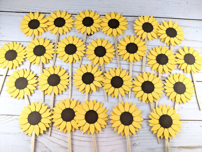 Set of 24 pcs Sunflower Cupcake Topper- 2" Sunflower