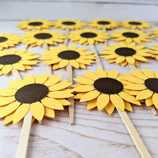 Set of 24 pcs Sunflower Cupcake Topper- 2" Sunflower